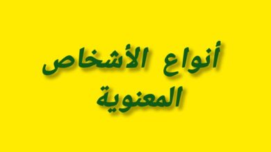 أنواع الأشخاص المعنوية وأركان الشخصية المعنوية أنواع الأشخاص المعنوية وأركان الشخصية المعنوية